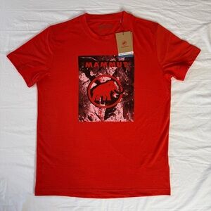 Mammut Trovat Logo T‑Shirt Men’s Medium Red Graphic Hiking Outdoor Tee NWT